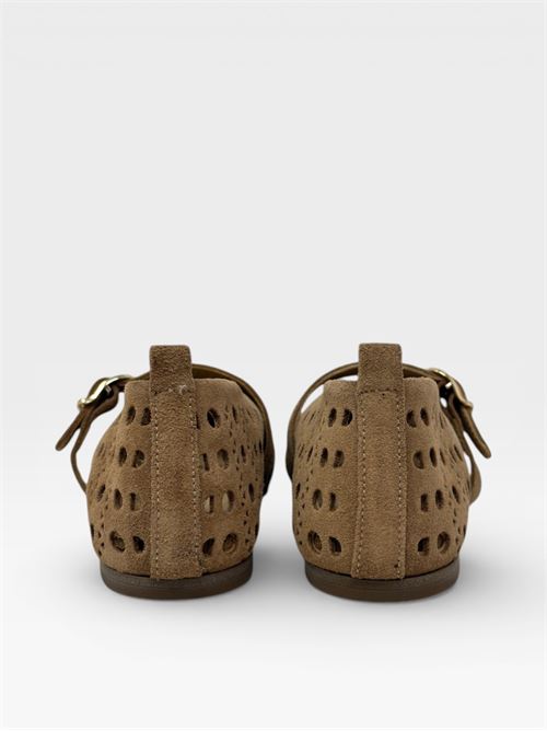 Ballerine Mary Jane Traforate in Camoscio IL LACCIO | 8138SUEDETABACCO